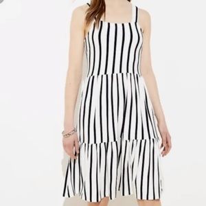 LOFT Stripe Jersey Midi Dress Sz 2